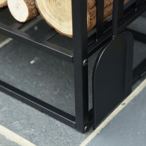 DecHome Rack Di Legna da Ardere Portalegna 4 Attrezzi In Acciaio Max. Carico 100 Kg Nero - 84D163