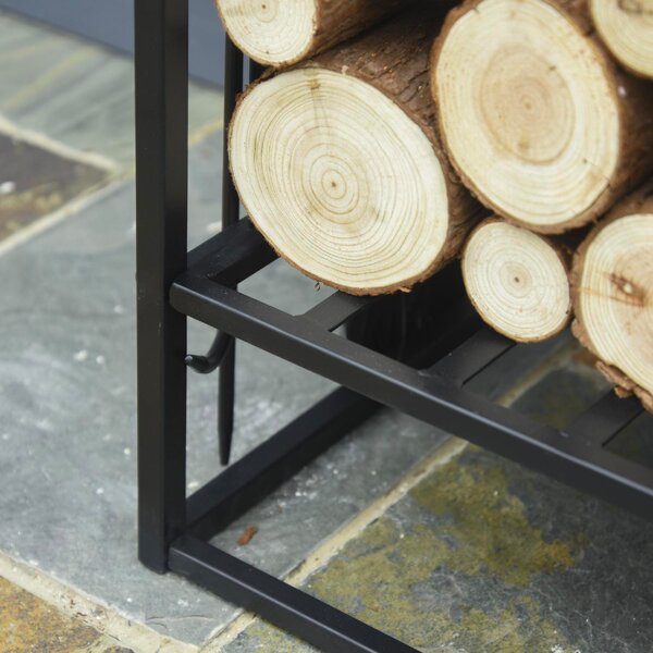 DecHome Rack Di Legna da Ardere Portalegna 4 Attrezzi In Acciaio Max. Carico 100 Kg Nero - 84D163