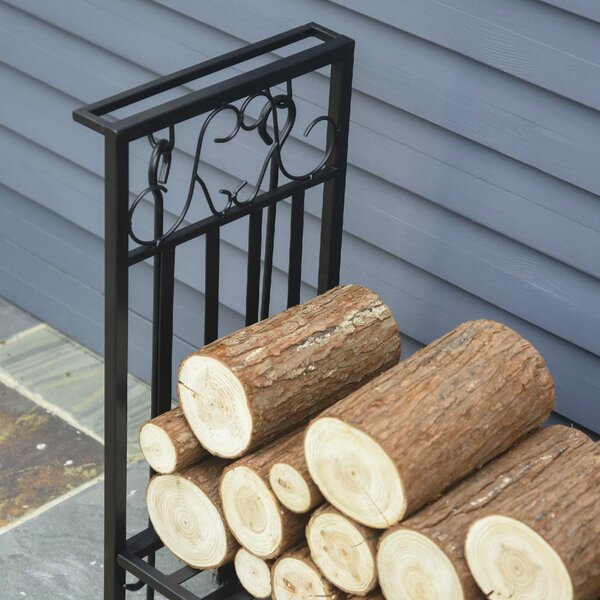 DecHome Rack Di Legna da Ardere Portalegna 4 Attrezzi In Acciaio Max. Carico 100 Kg Nero - 84D163