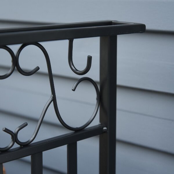 DecHome Rack Di Legna da Ardere Portalegna 4 Attrezzi In Acciaio Max. Carico 100 Kg Nero - 84D163