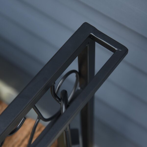 DecHome Rack Di Legna da Ardere Portalegna 4 Attrezzi In Acciaio Max. Carico 100 Kg Nero - 84D163