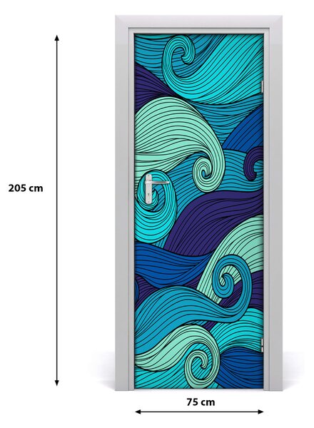 Adesivo per porta interna Onde astratte 75x205 cm
