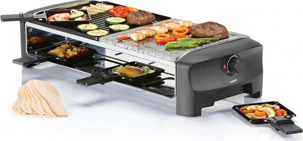 PRINCESS Raclette Elettrica Barbecue da Tavolo Griglia + Pietra Potenza 1400 watt Termostato regolabile colore Nero - 01.162820.01.001 162820 Racle