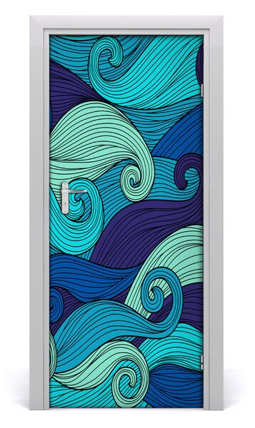 Adesivo per porta interna Onde astratte 75x205 cm