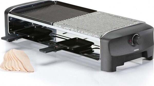 PRINCESS Raclette Elettrica Barbecue da Tavolo Griglia + Pietra Potenza 1400 watt Termostato regolabile colore Nero - 01.162820.01.001 162820 Racle