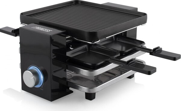 PRINCESS Raclette Elettrica Barbecue da Tavolo Griglia Antiaderente 21x23 cm + 4 Piastre in Alluminio Potenza 700 Watt colore Nero - 01.162915.01.0