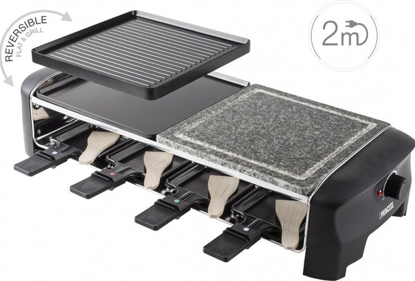 PRINCESS Raclette Elettrica Barbecue da Tavolo Griglia + Pietra Potenza 1400 watt Termostato regolabile colore Nero - 01.162820.01.001 162820 Racle