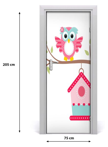 Sticker porta Gufo su un ramo 75x205 cm