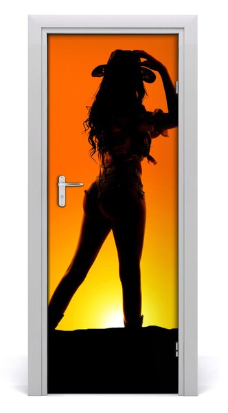 Sticker porta Silhouette da cowboy 75x205 cm