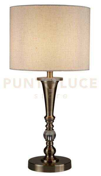 Lampada da tavolo oscar - ottone antico e paralume in lino