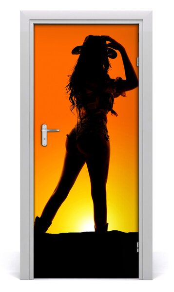 Sticker porta Silhouette da cowboy 75x205 cm