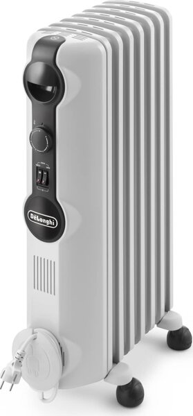 De Longhi Radiatore Termosifone Elettrico ad Olio Stufa Portatile 7 Elementi Potenza 1500 Watt con Termostato - TRRS 0715