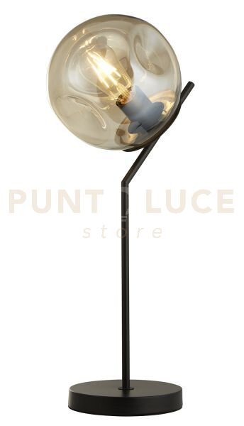 Lampada da tavolo punch - metallo nero e vetro perforato color cham