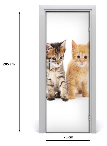 Adesivo per porta Gatto grigio e rosso 75x205 cm