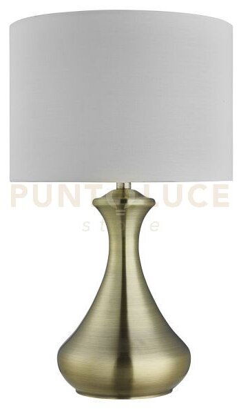 Lampada da tavolo touch - metallo ottone anticato e paralume in tes