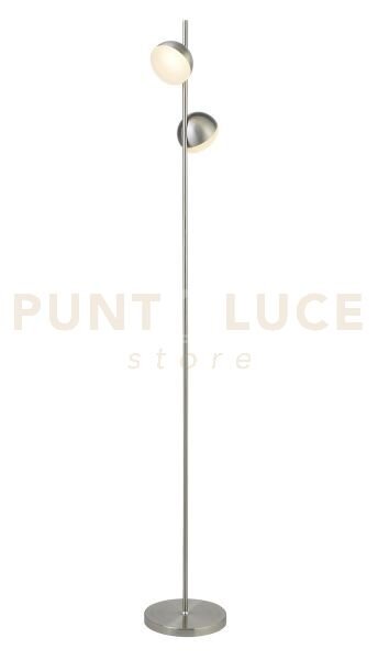 Lampada da terra tully 2lt - metallo argento satinato e paralume sm