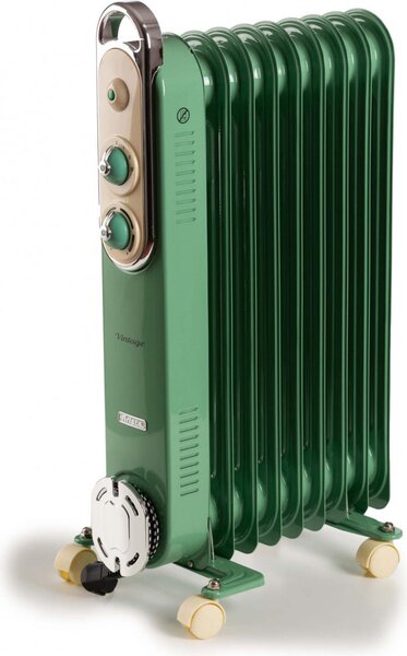 Ariete Radiatore Termosifone Elettrico ad Olio Stufa Portatile 9 Elementi Potenza 2000 Watt colore Verde - 00B825104AR0 Linea Vintage