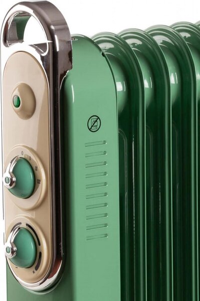 Ariete Radiatore Termosifone Elettrico ad Olio Stufa Portatile 9 Elementi Potenza 2000 Watt colore Verde - 00B825104AR0 Linea Vintage