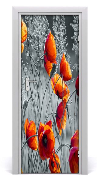 Adesivo per porta interna Poppies da campo 75x205 cm