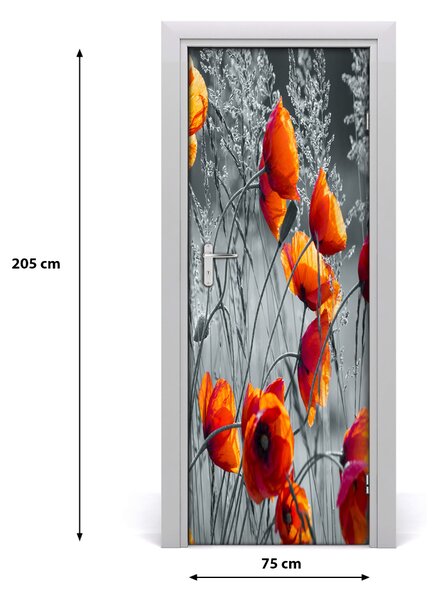 Adesivo per porta interna Poppies da campo 75x205 cm