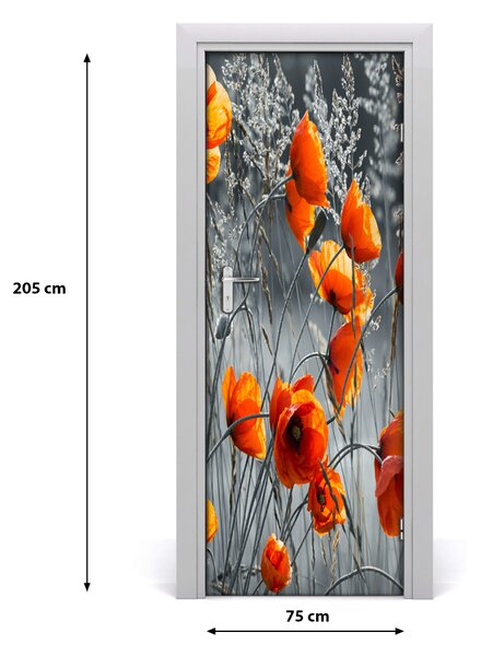 Adesivo per porta Poppies da campo 75x205 cm