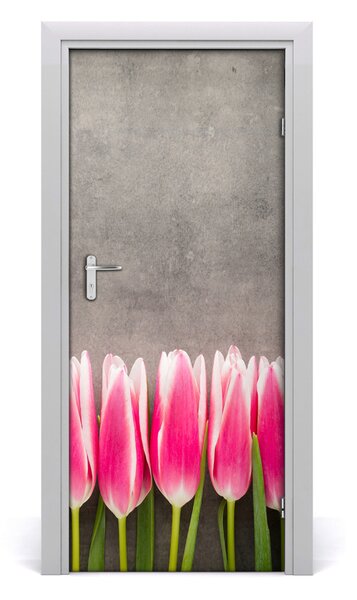 Adesivo per porta Tulipani rosa 75x205 cm