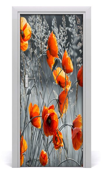 Adesivo per porta Poppies da campo 75x205 cm