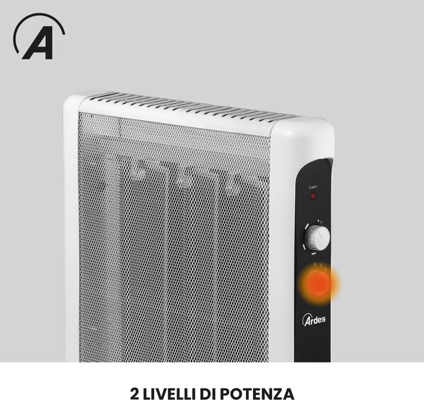 Ardes Radiatore Termosifone Elettrico in Mica Stufa Portatile 1500 Watt 45 m colore Bianco - AR4MK01