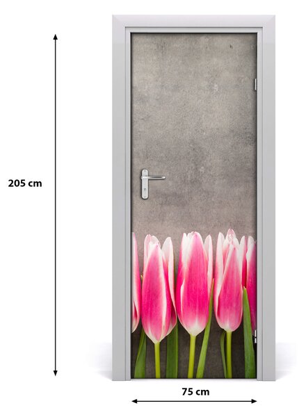 Adesivo per porta Tulipani rosa 75x205 cm