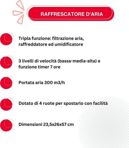 Kasart Raffrescatore d'aria Portatile Evaporativo Senza Tubo con Timer Umidificatore - BL-205DLR