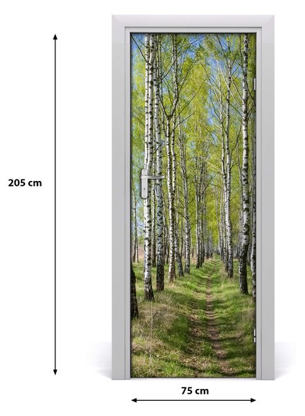 Poster adesivo per porta Foresta di betulla 75x205 cm