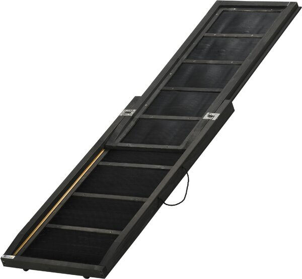AllMyPets Rampa per Cani Pieghevole in Legno con Superficie Antiscivolo e Maniglia Laterale 43x165x6.5cm Nero