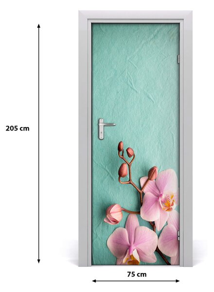 Adesivo per porta interna Orchidea rosa 75x205 cm