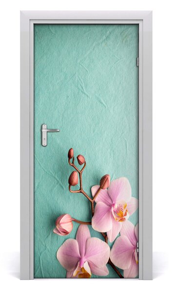 Adesivo per porta interna Orchidea rosa 75x205 cm