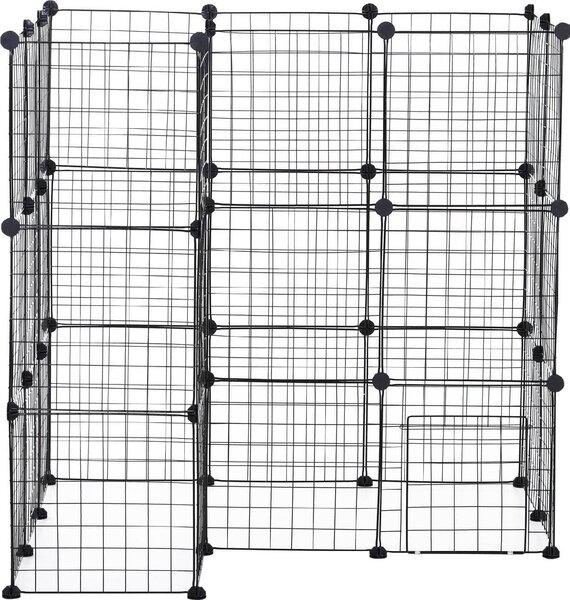 AllMyPets Recinto box gabbia fai da te conigli criceti nero L146xW73xH73cm - D0607D