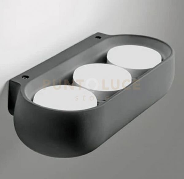 Mysia applique a parete 3 luci attacco gx53 grigia ral 7039 27,5x12cm