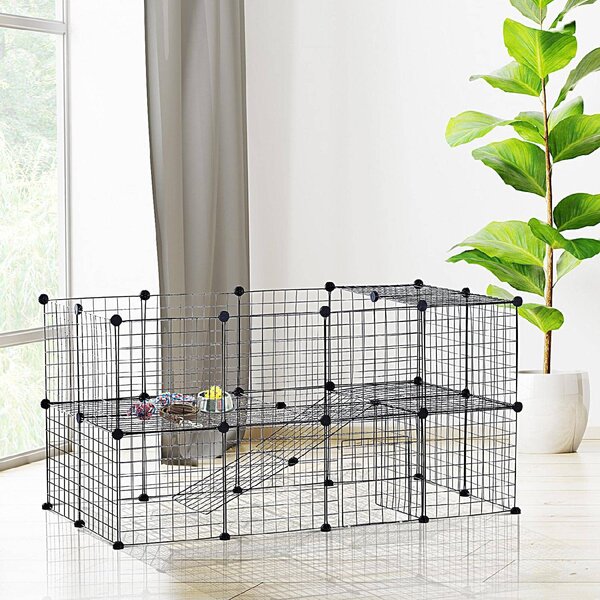 AllMyPets Recinto box gabbia fai da te conigli criceti nero L146xW73xH73cm - D0607D