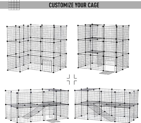AllMyPets Recinto box gabbia fai da te conigli criceti nero L146xW73xH73cm - D0607D