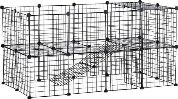 AllMyPets Recinto box gabbia fai da te conigli criceti nero L146xW73xH73cm - D0607D