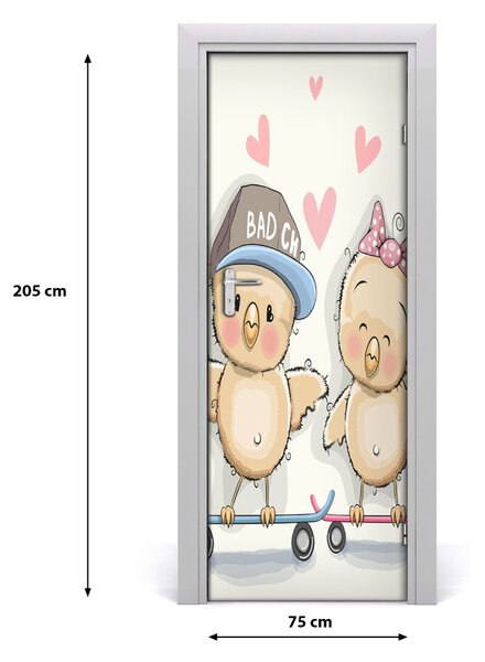 Adesivo per porta interna Polli da skateboard 75x205 cm