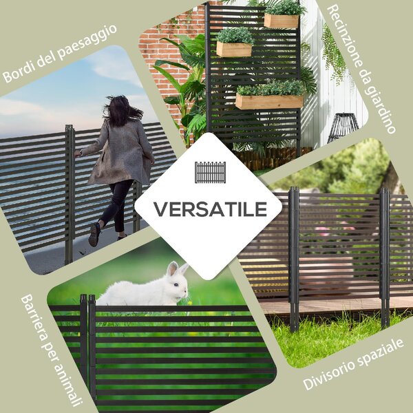 VivaGarden Recinzione Divisorio da Giardino Modulabile Autoportante in Acciaio 93x22x150 cm colore Marrone