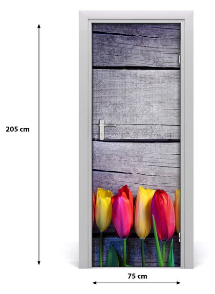 Adesivo per porta Tulipani colorati 75x205 cm