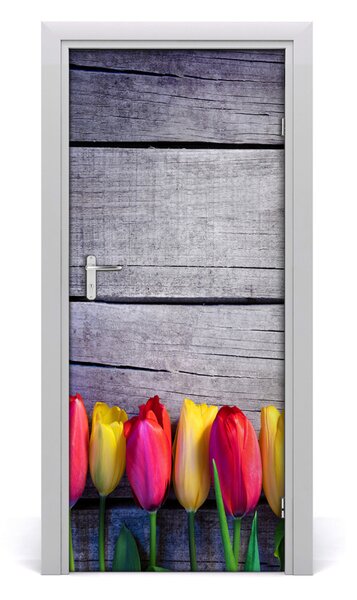 Adesivo per porta Tulipani colorati 75x205 cm
