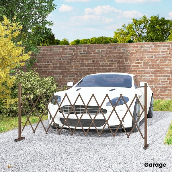 VivaGarden Recinzione per Giardino a Larghezza Regolabile in Metallo e Alluminio 250x31x103.5 cm colore Marrone