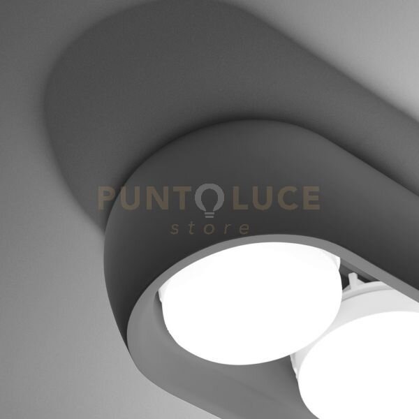 Mysia lampada da soffitto 2 luci attacco gx53 grigia ral 7039 in ge