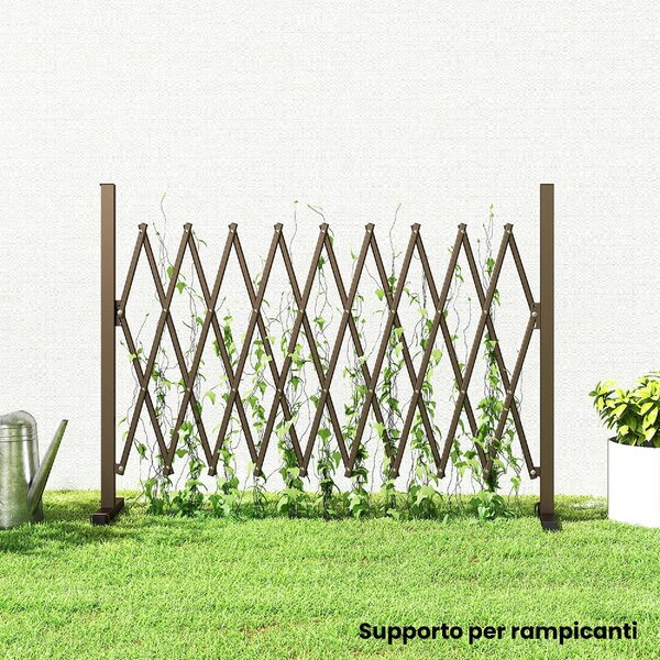 VivaGarden Recinzione per Giardino a Larghezza Regolabile in Metallo e Alluminio 250x31x103.5 cm colore Marrone