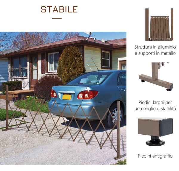 VivaGarden Recinzione per Giardino a Larghezza Regolabile in Metallo e Alluminio 300x31x103.5 cm colore Marrone Scuro