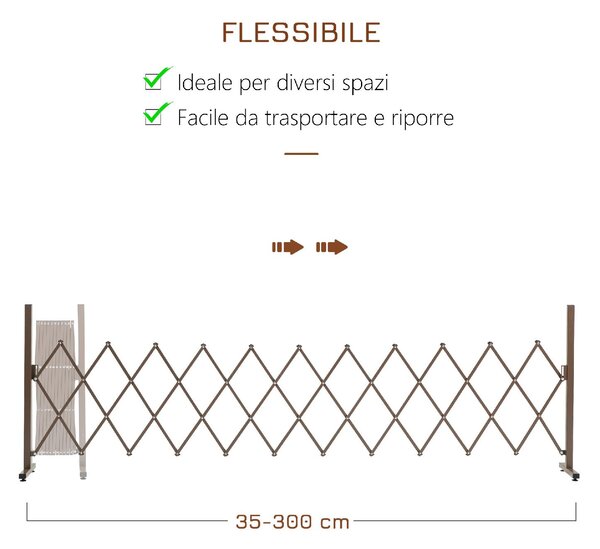 VivaGarden Recinzione per Giardino a Larghezza Regolabile in Metallo e Alluminio 300x31x103.5 cm colore Marrone Scuro
