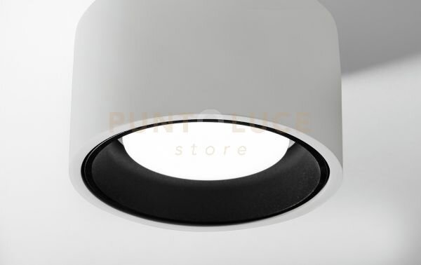 Nasso lampada da soffitto 1 luce tonda in gesso e alluminio nero d