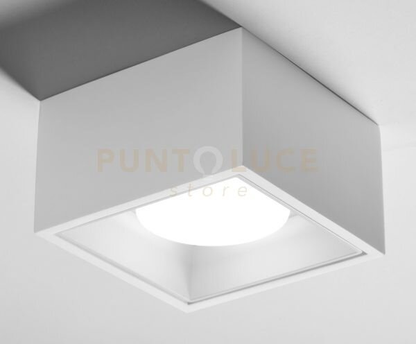 Nasso soffitto 1 luce attacco gx53 quadrata bianca in gesso e allu